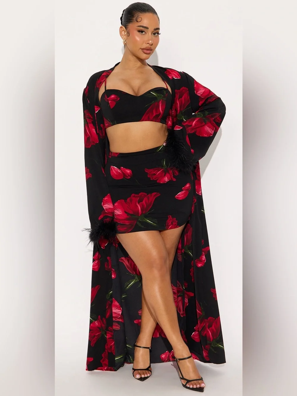 Wait for me chiffon 3 piece kimono set